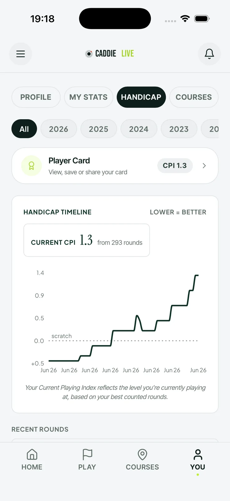 Current Playing Index trend chart on iPhone